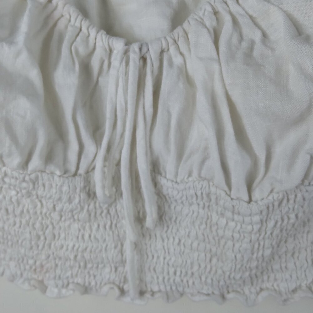 White Ruffled Crop Top - Picture 2 of 8